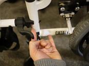 The recommended spot for a Bridge clamp; an Adapter plate and two collar clamps (1.125") form the Bridge. An Angle Adjust plate and L-Angle Extension may be used to offset it so it doesn't interfere with the brakes.