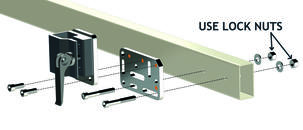 Attach an Adapter Plate to a frame components with two bolts and lock nuts.