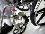 Set-up included an L-Angle Extension Plate to get it past the brake, and a Solid Wheelchair Bracket.