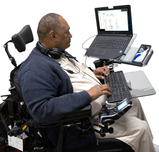 Wheelchair Mount for Laptop, iPhone, and Keyboard